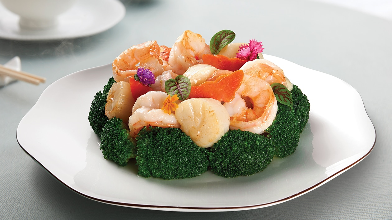 西蘭花伴蝦球帶子 – 食譜詳情
