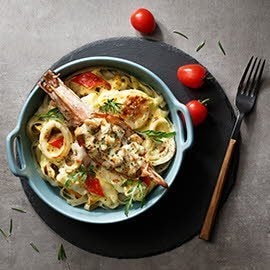荷蘭汁焗海鮮寬條麵