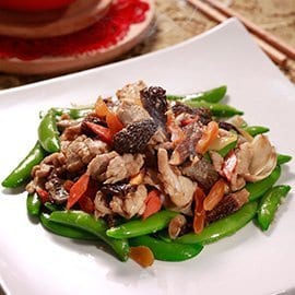 黑毛豬羊肚菌炒蜜糖豆