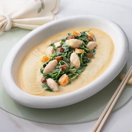 黃金鹹蛋湯浸莧菜蝦滑 黃金鹹蛋湯浸莧菜蝦滑